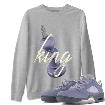 Air Jordan 5 Indigo Haze Sneaker Match Tees 3D King Sneaker Tees AJ5 Indigo Haze Sneaker Release Tees Unisex Shirts Heather Grey 1