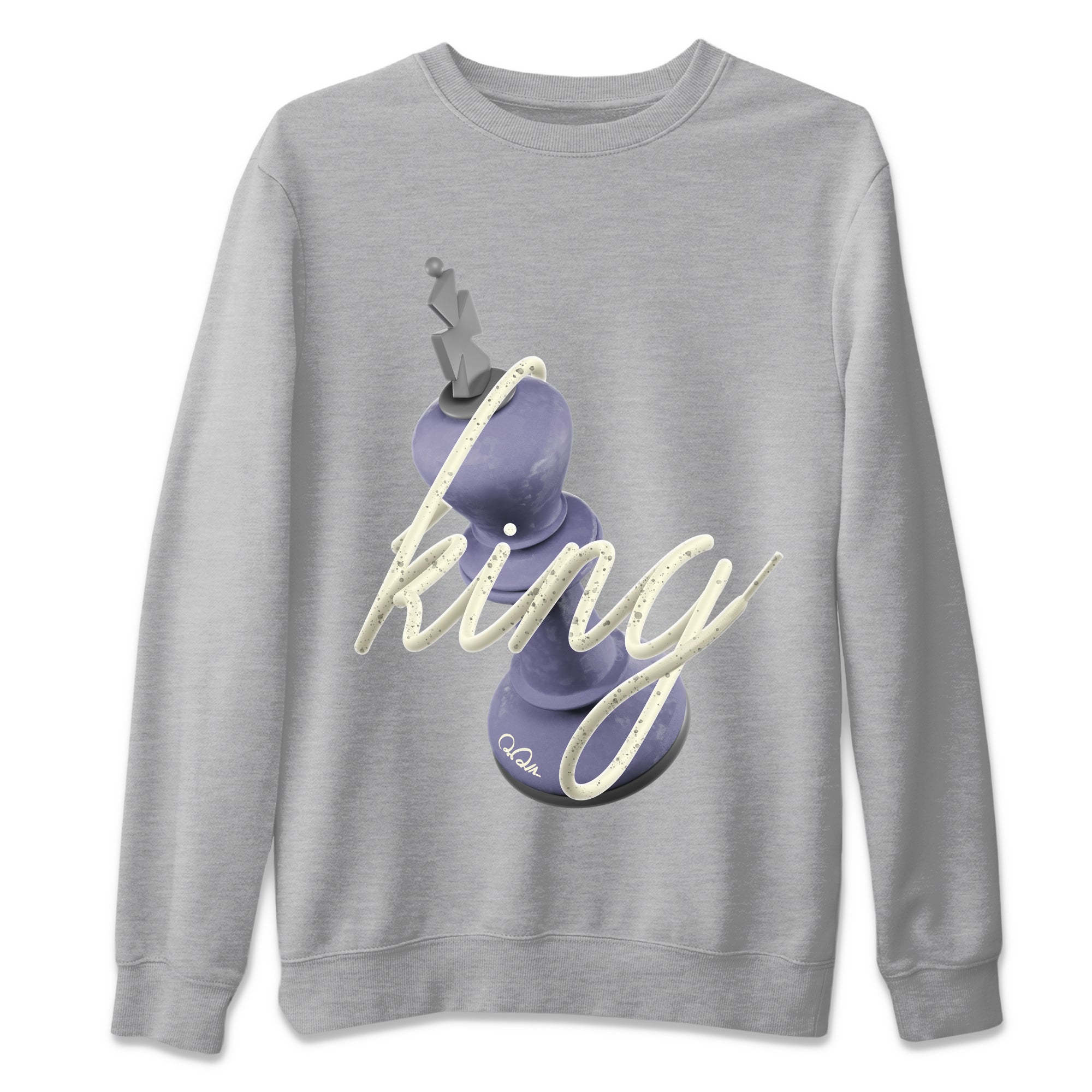 Air Jordan 5 Indigo Haze Sneaker Match Tees 3D King Sneaker Tees AJ5 Indigo Haze Sneaker Release Tees Unisex Shirts Heather Grey 2