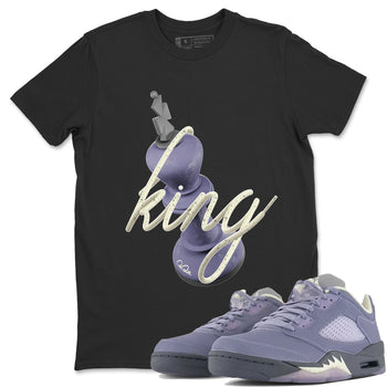 Air Jordan 5 Indigo Haze Sneaker Match Tees 3D King Sneaker Tees AJ5 Indigo Haze Sneaker Release Tees Unisex Shirts Black 1