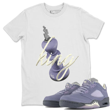 Air Jordan 5 Indigo Haze Sneaker Match Tees 3D King Sneaker Tees AJ5 Indigo Haze Sneaker Release Tees Unisex Shirts White 1