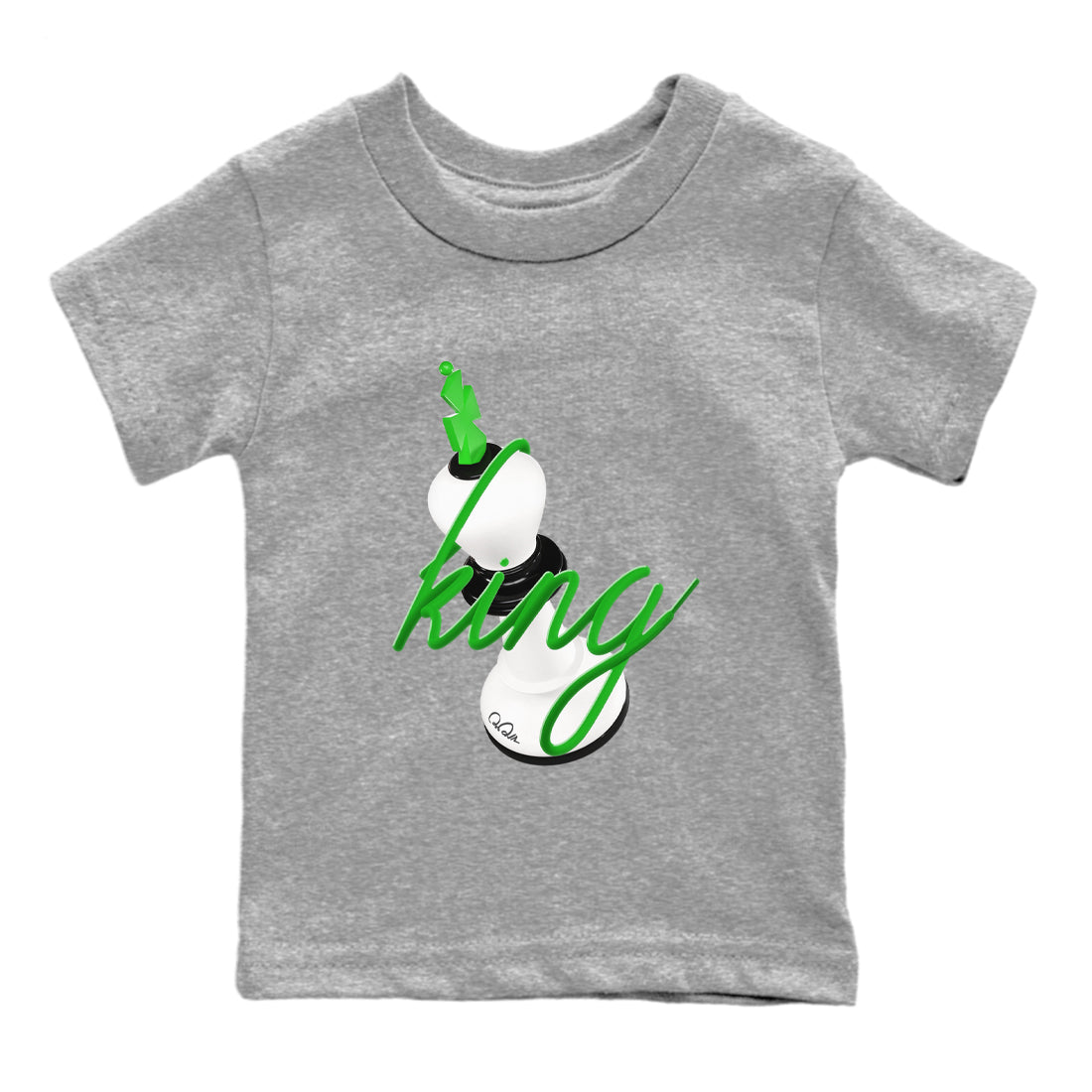 Air Jordan 5 Lucky Green shirt to match jordans 3D King sneaker tees AJ5 Lucky Green SNRT sneaker release tees baby toddler Heather Grey 2 cotton Shirt