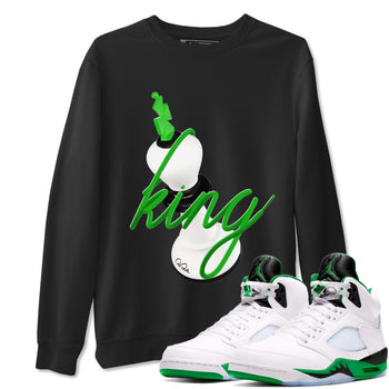 Air Jordan 5 Lucky Green shirt to match jordans 3D King sneaker tees AJ5 Lucky Green SNRT Sneaker Release Tees unisex cotton Black 1 crew neck shirt