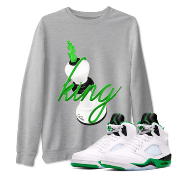 Air Jordan 5 Lucky Green shirt to match jordans 3D King sneaker tees AJ5 Lucky Green SNRT Sneaker Release Tees unisex cotton Heather Grey 1 crew neck shirt