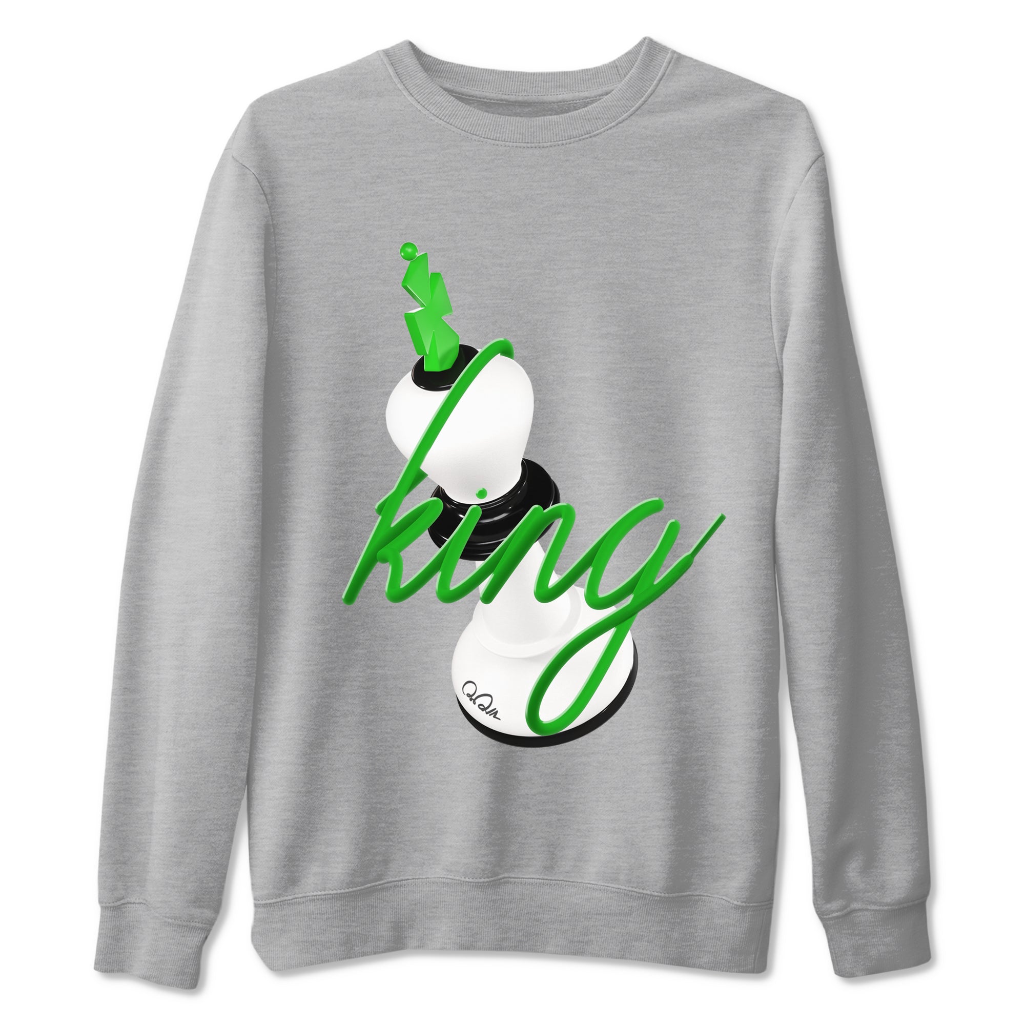 Air Jordan 5 Lucky Green shirt to match jordans 3D King sneaker tees AJ5 Lucky Green SNRT Sneaker Release Tees unisex cotton Heather Grey 2 crew neck shirt