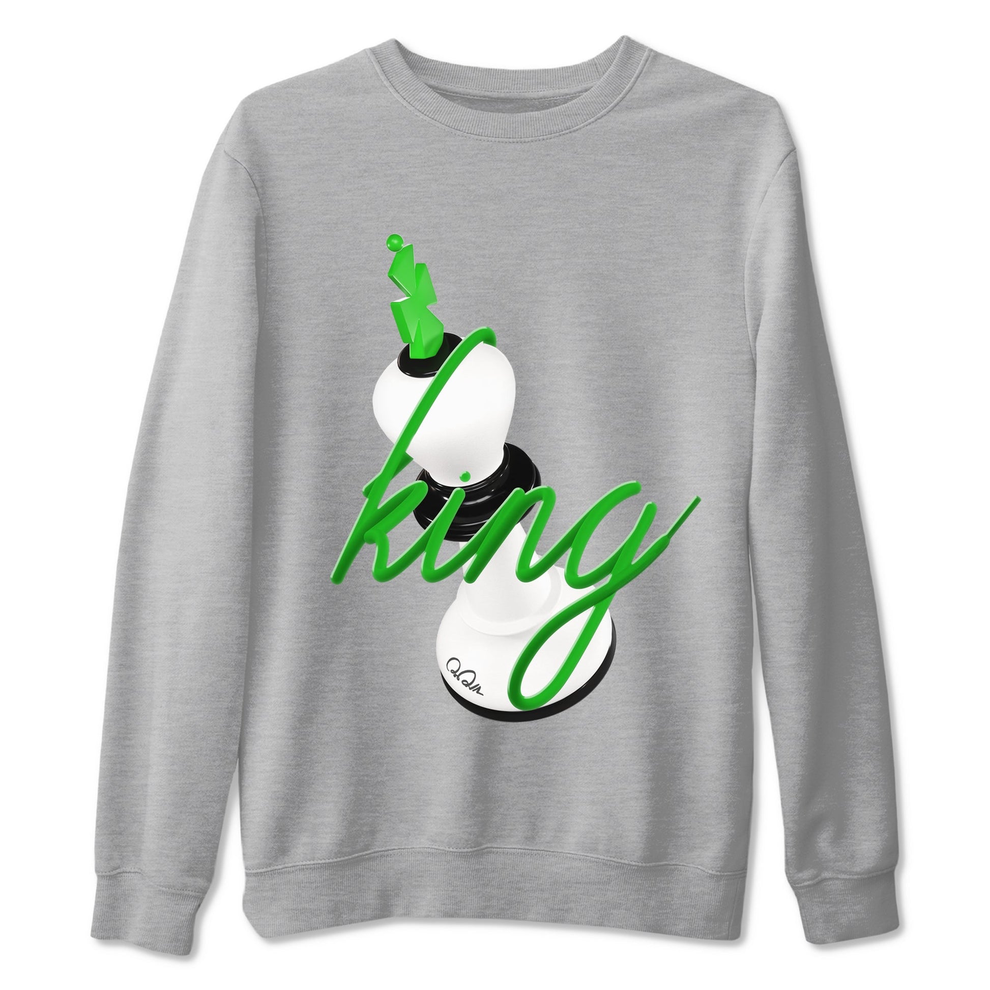 Air Jordan 5 Lucky Green shirt to match jordans 3D King sneaker tees AJ5 Lucky Green SNRT Sneaker Release Tees unisex cotton Heather Grey 2 crew neck shirt