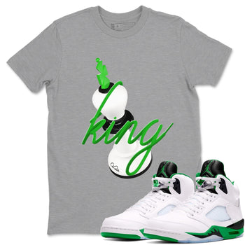 Air Jordan 5 Lucky Green shirt to match jordans 3D King sneaker tees AJ5 Lucky Green SNRT Sneaker Release Tees unisex cotton Heather Grey 1 crew neck shirt
