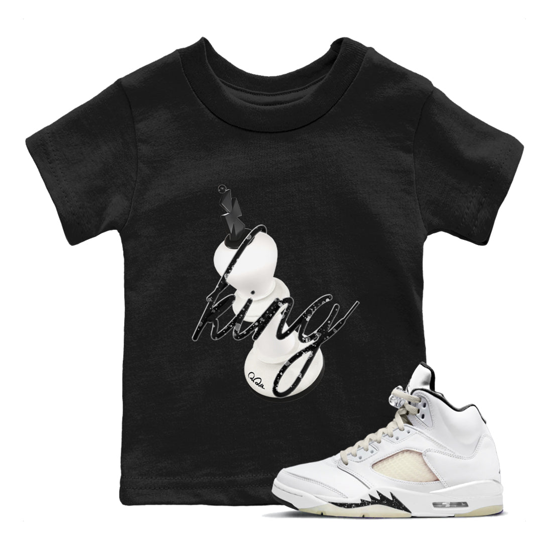 5s Sail shirt to match jordans 3D King sneaker tees Air Jordan 5 Sail SNRT sneaker release tees baby toddler Black 1 cotton Shirt