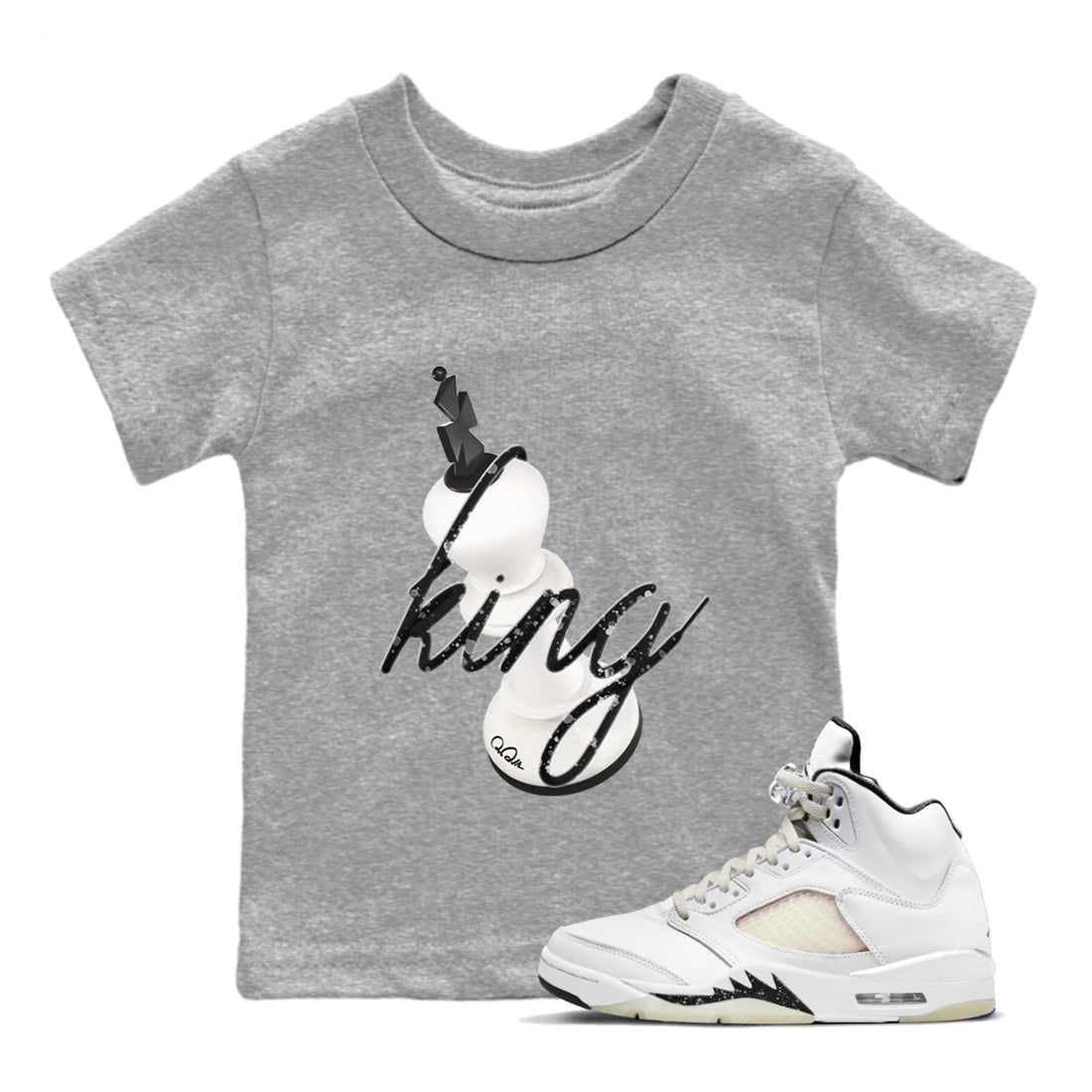 5s Sail shirt to match jordans 3D King sneaker tees Air Jordan 5 Sail SNRT sneaker release tees baby toddler Heather Grey 1 cotton Shirt