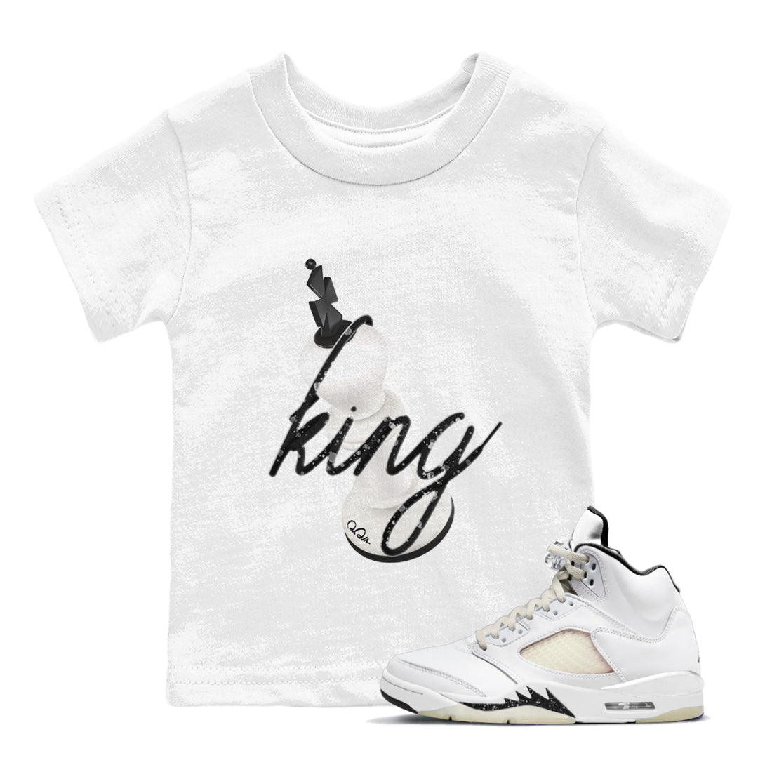 5s Sail shirt to match jordans 3D King sneaker tees Air Jordan 5 Sail SNRT sneaker release tees baby toddler White 1 cotton Shirt