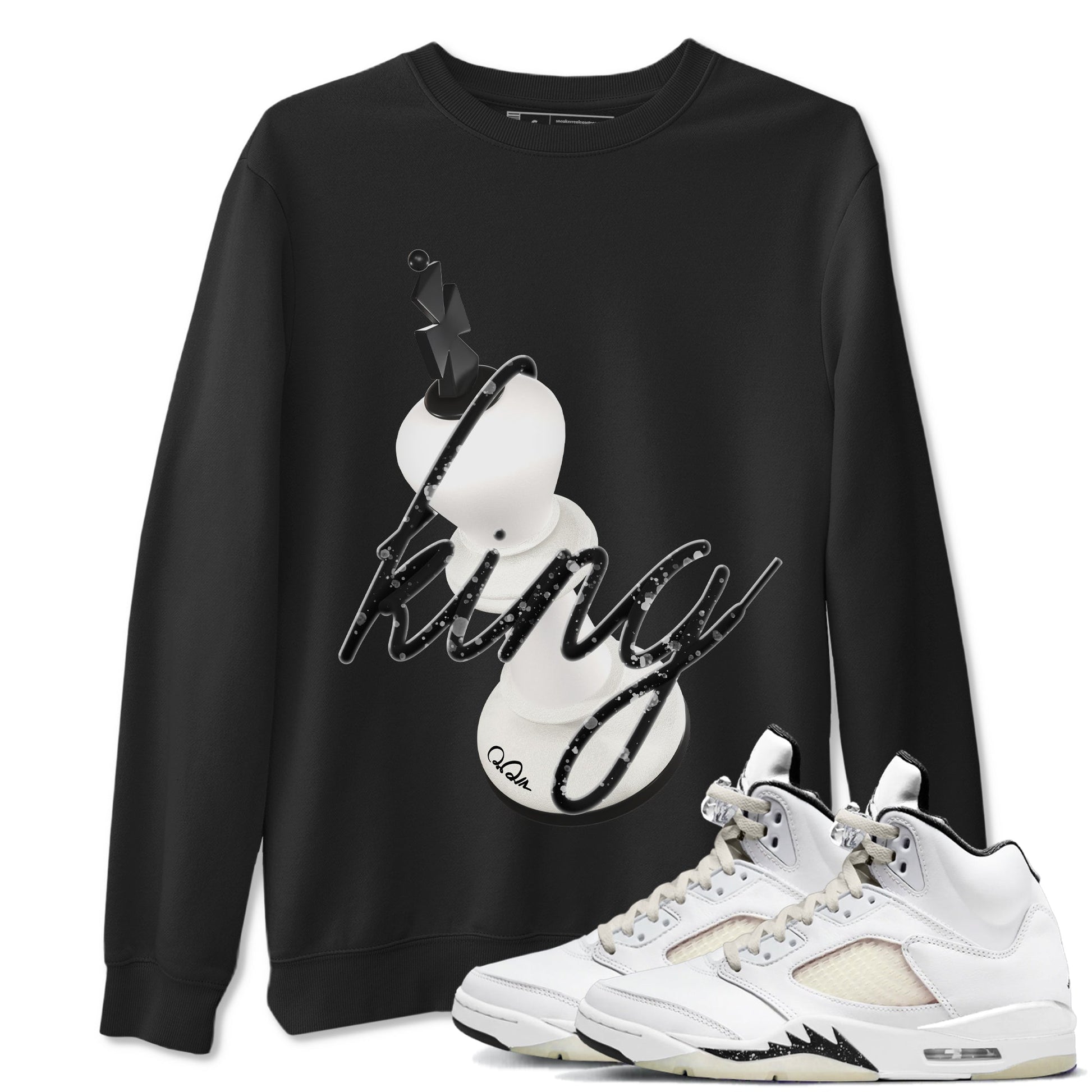 5s Sail shirt to match jordans 3D King sneaker tees Air Jordan 5 Sail SNRT Sneaker Release Tees unisex cotton Black 1 crew neck shirt