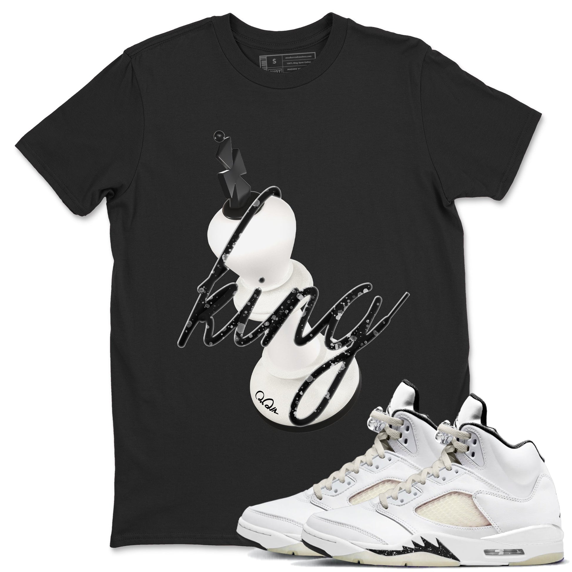 5s Sail shirt to match jordans 3D King sneaker tees Air Jordan 5 Sail SNRT Sneaker Release Tees unisex cotton Black 1 crew neck shirt