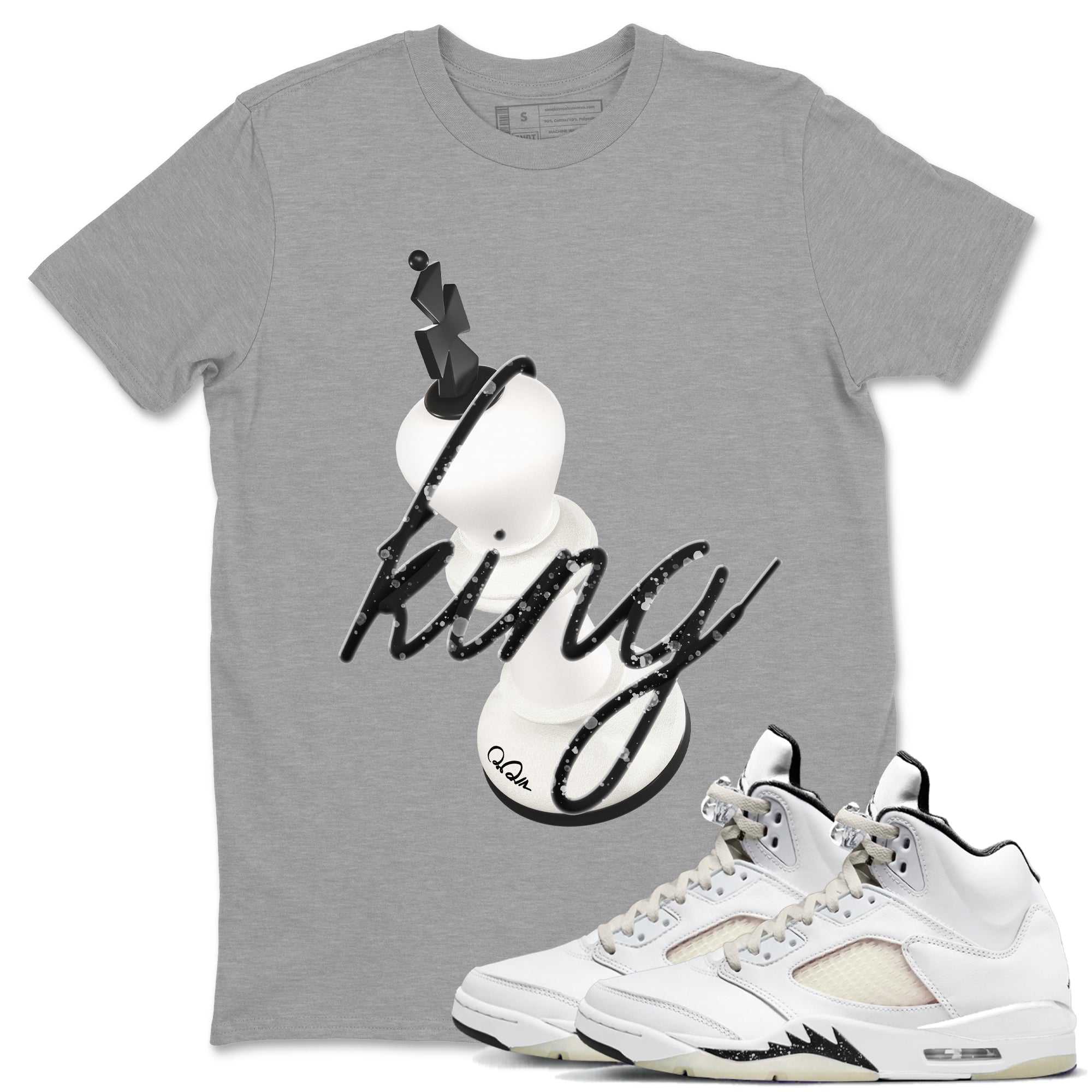 5s Sail shirt to match jordans 3D King sneaker tees Air Jordan 5 Sail SNRT Sneaker Release Tees unisex cotton Heather Grey 1 crew neck shirt