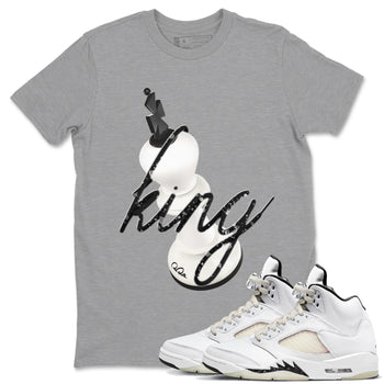 5s Sail shirt to match jordans 3D King sneaker tees Air Jordan 5 Sail SNRT Sneaker Release Tees unisex cotton Heather Grey 1 crew neck shirt