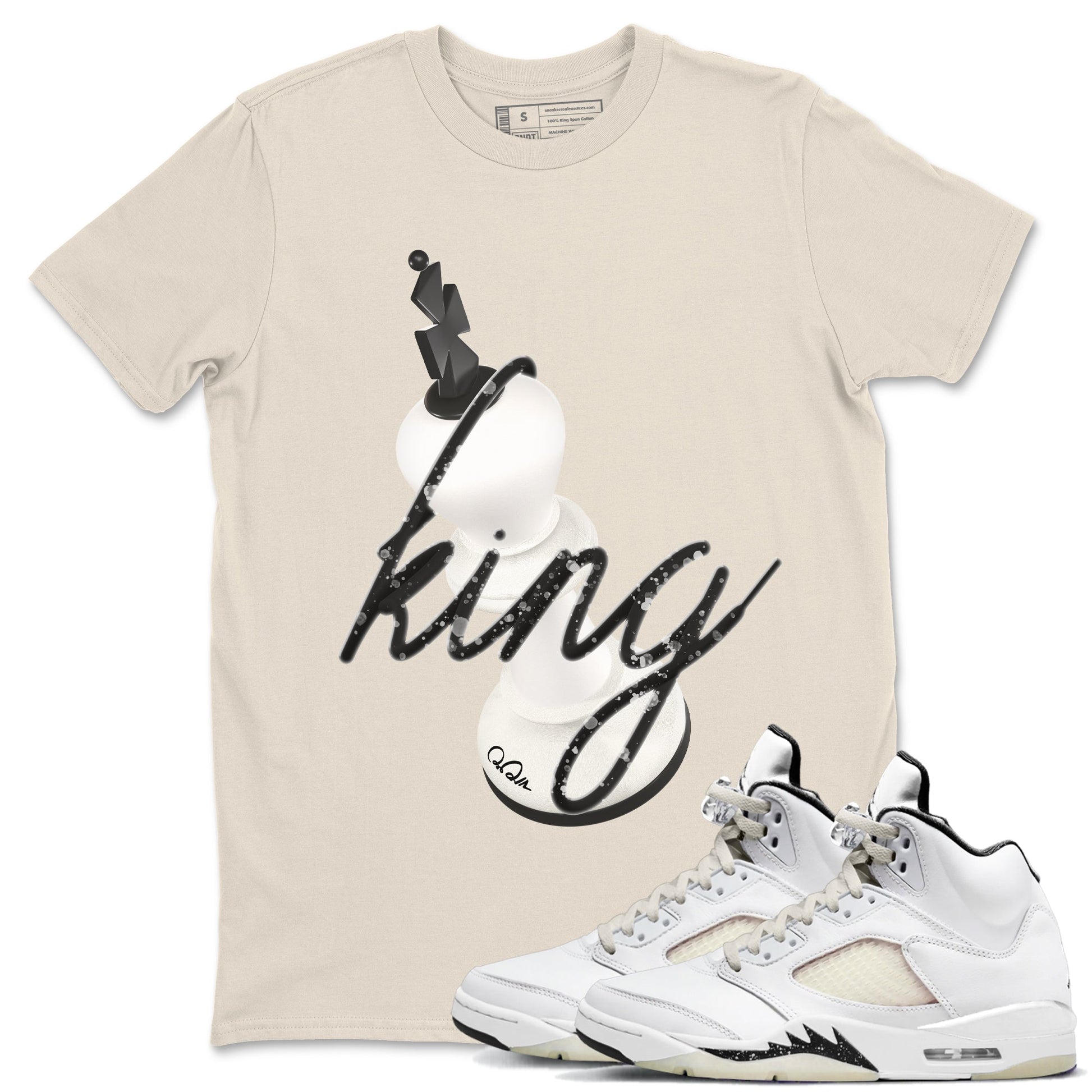 5s Sail shirt to match jordans 3D King sneaker tees Air Jordan 5 Sail SNRT Sneaker Release Tees unisex cotton Natural 1 crew neck shirt