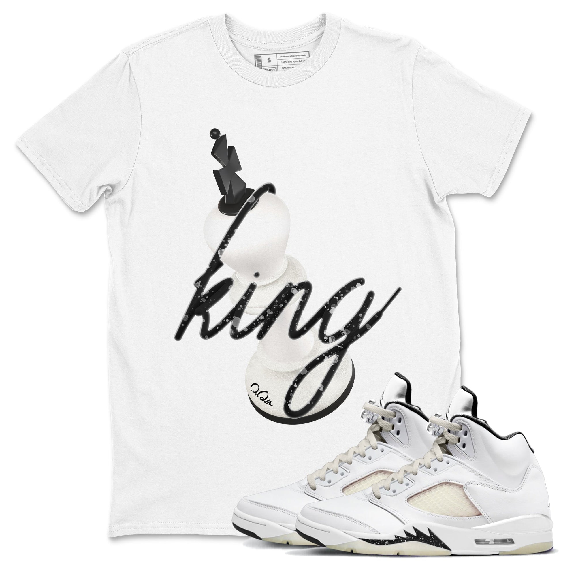 5s Sail shirt to match jordans 3D King sneaker tees Air Jordan 5 Sail SNRT Sneaker Release Tees unisex cotton White 1 crew neck shirt