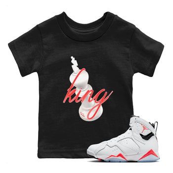 Air Jordan 7 Infrared Sneaker Match Tees 3D King Sneaker Tees AJ7 Infrared Sneaker Release Tees Kids Shirts Black 1