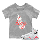 Air Jordan 7 Infrared Sneaker Match Tees 3D King Sneaker Tees AJ7 Infrared Sneaker Release Tees Kids Shirts Heather Grey 1