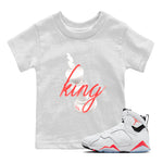Air Jordan 7 Infrared Sneaker Match Tees 3D King Sneaker Tees AJ7 Infrared Sneaker Release Tees Kids Shirts White 1