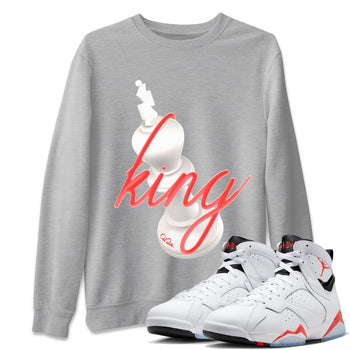 Air Jordan 7 Infrared Sneaker Match Tees 3D King Sneaker Tees AJ7 Infrared Sneaker Release Tees Unisex Shirts Heather Grey 1