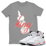 Air Jordan 7 Infrared Sneaker Match Tees 3D King Sneaker Tees AJ7 Infrared Sneaker Release Tees Unisex Shirts Heather Grey 1