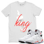 Air Jordan 7 Infrared Sneaker Match Tees 3D King Sneaker Tees AJ7 Infrared Sneaker Release Tees Unisex Shirts White 1