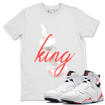 Air Jordan 7 Infrared Sneaker Match Tees 3D King Sneaker Tees AJ7 Infrared Sneaker Release Tees Unisex Shirts White 1