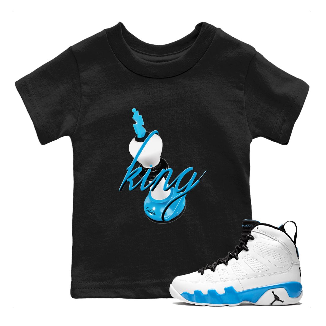 9s Powder Blue shirt to match jordans 3D King sneaker tees Air Jordan 9 Powder Blue SNRT sneaker release tees baby toddler Black 1 cotton Shirt