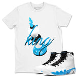 9s Powder Blue shirt to match jordans 3D King sneaker tees Air Jordan 9 Powder Blue SNRT Sneaker Release Tees unisex cotton White 1 crew neck shirt