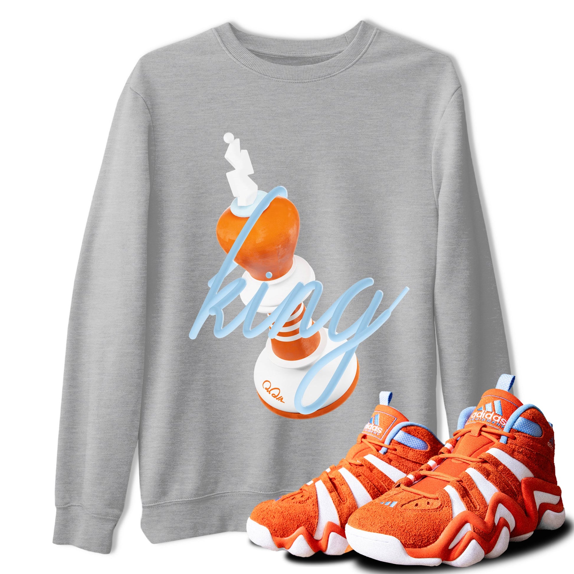 Crazy 8 Team Orange shirt to match jordans 3D King sneaker tees Adidas Crazy 8 Team Orange SNRT Sneaker Release Tees Unisex Heather Grey 1 T-Shirt