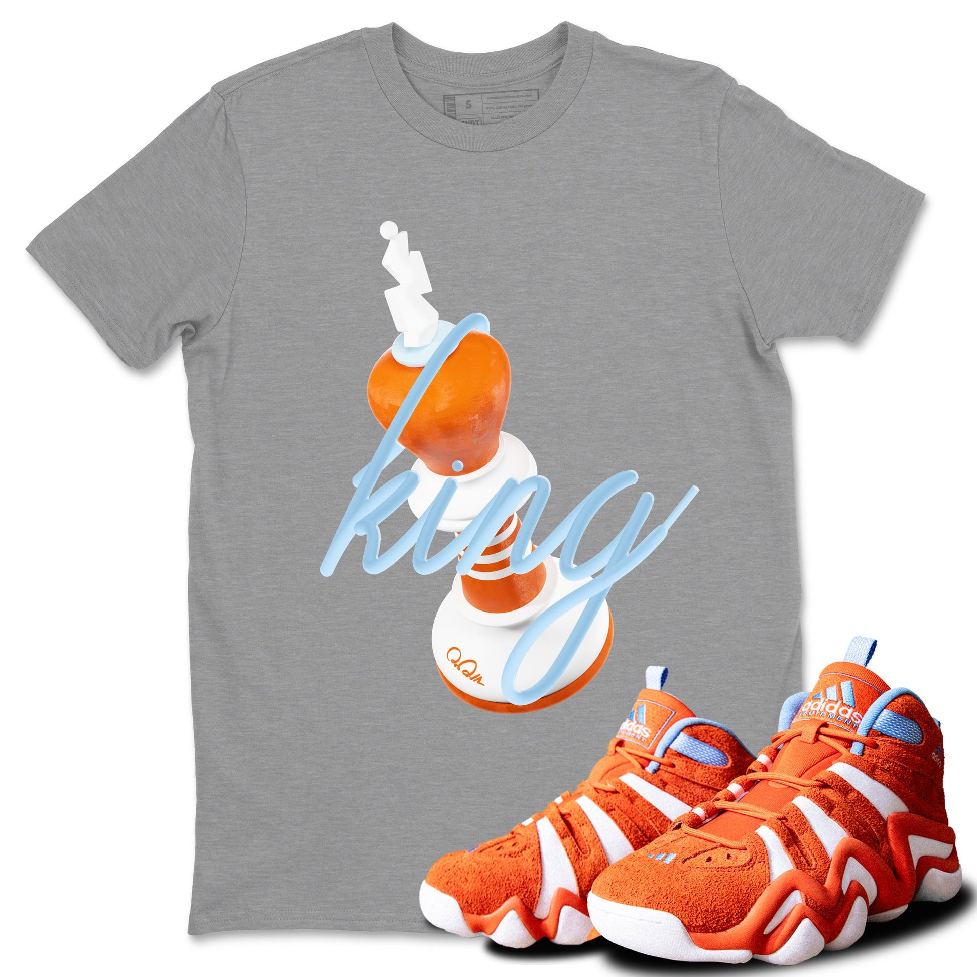 Crazy 8 Team Orange shirt to match jordans 3D King sneaker tees Adidas Crazy 8 Team Orange SNRT Sneaker Release Tees Unisex Heather Grey 1 T-Shirt