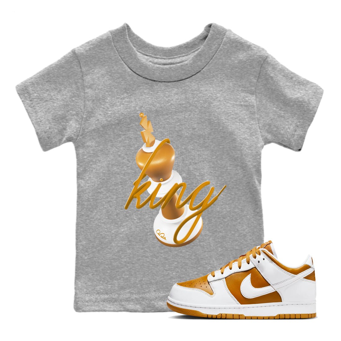 Dunk Dark Curry shirt to match jordans 3D King sneaker tees AJ1 Low Dark Curry SNRT sneaker release tees baby toddler Heather Grey 1 cotton Shirt
