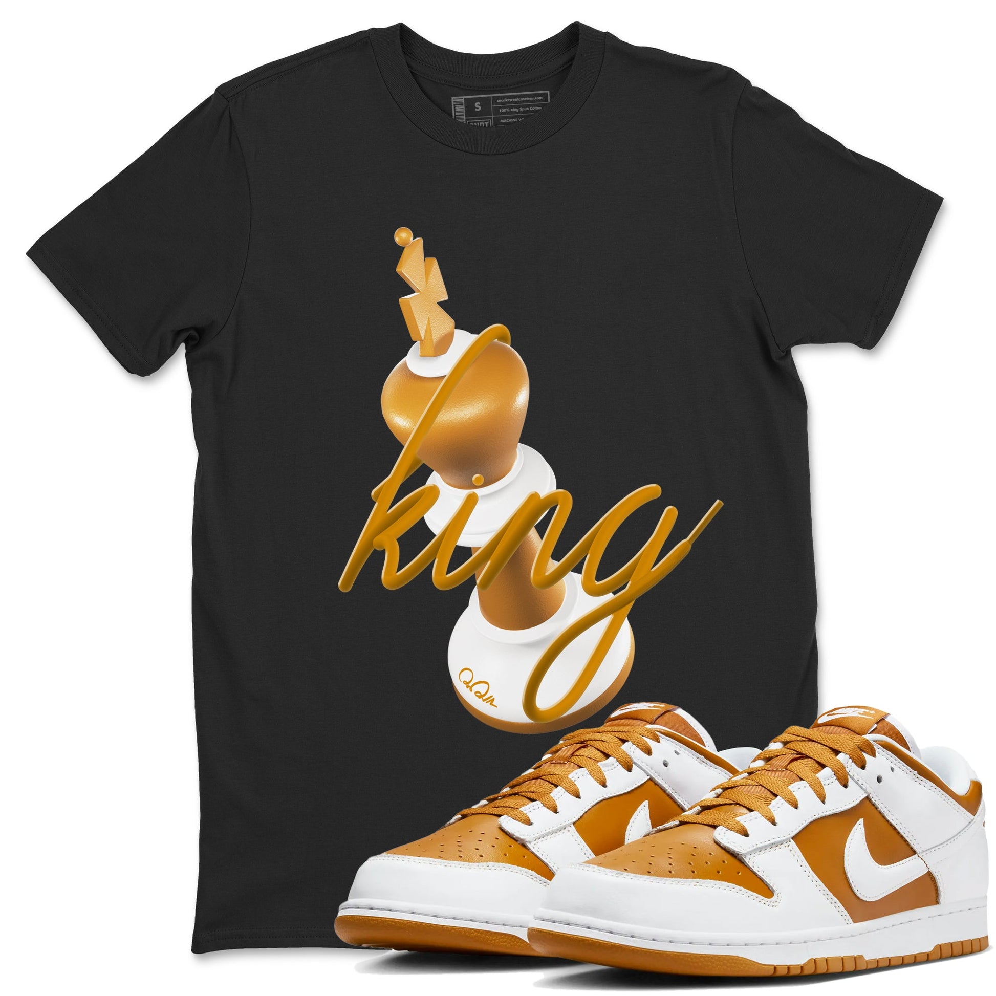 Dunk Dark Curry shirt to match jordans 3D King sneaker tees AJ1 Low Dark Curry SNRT Sneaker Release Tees unisex cotton Black 1 crew neck shirt