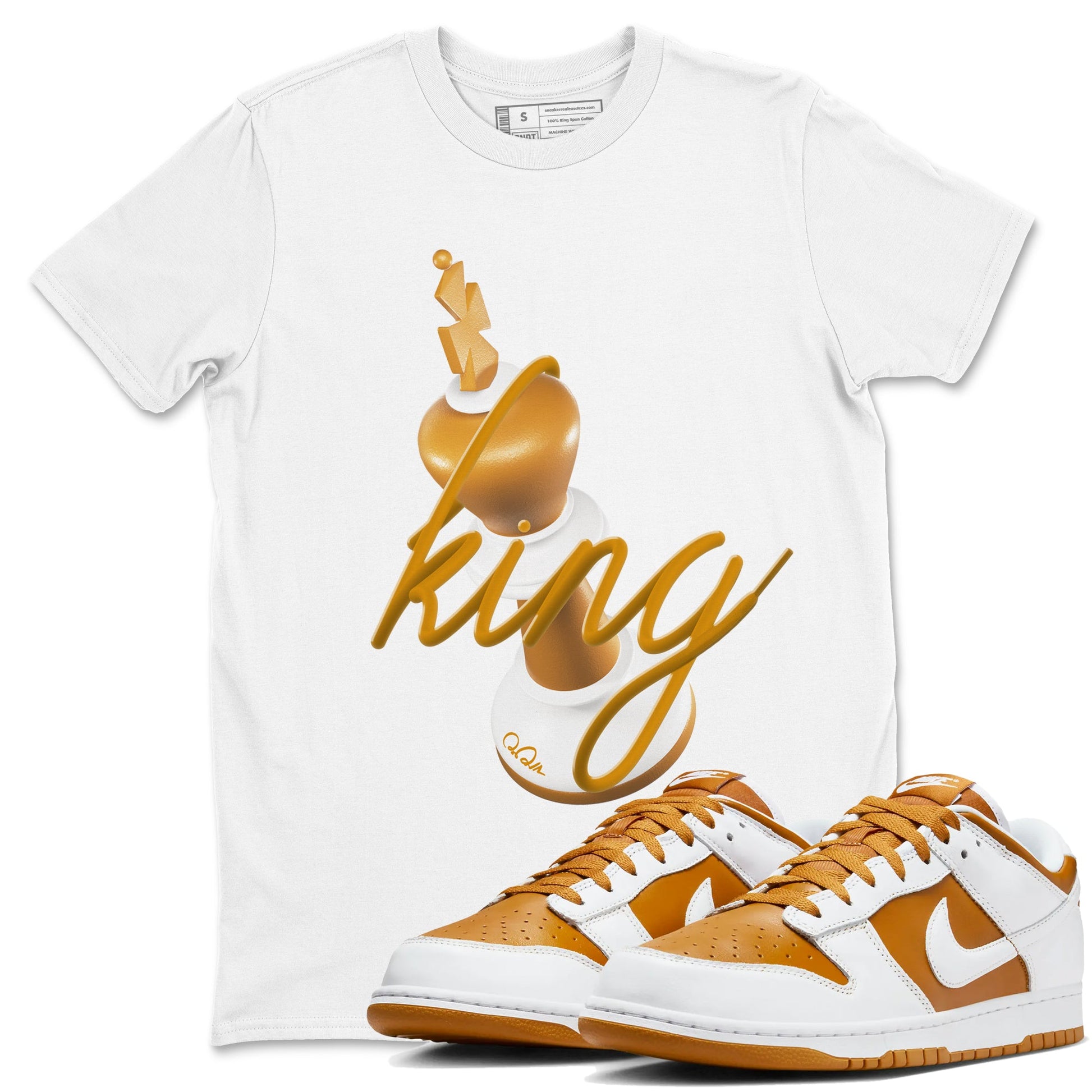 Dunk Dark Curry shirt to match jordans 3D King sneaker tees AJ1 Low Dark Curry SNRT Sneaker Release Tees unisex cotton White 1 crew neck shirt