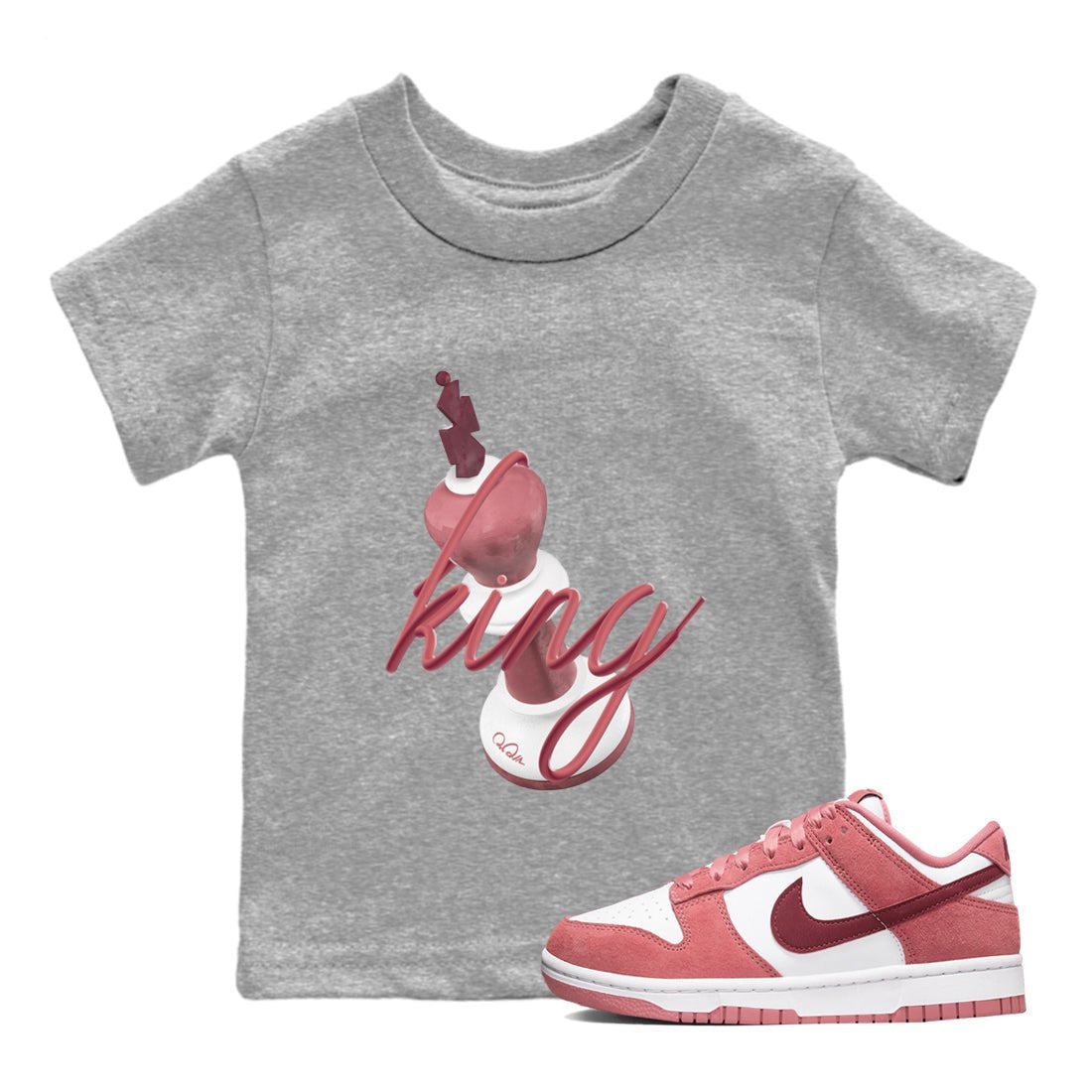 Dunk Valentines Day 2024 shirt to match jordans 3D King sneaker tees Dunk Happy Valentines Day 2024 SNRT Sneaker Release Tees Baby Toddler Heather Grey 1 T-Shirt