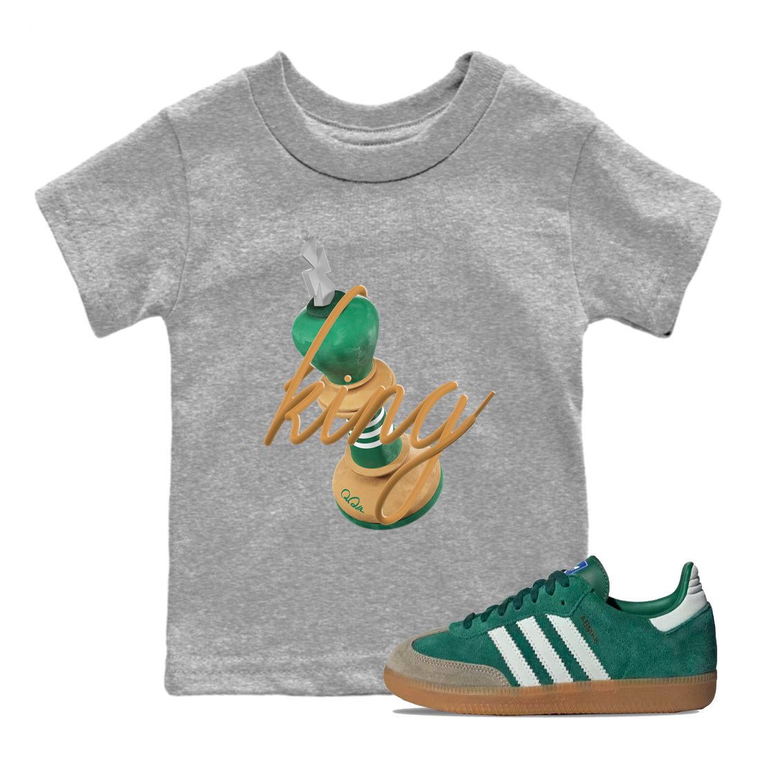 Samba Collegiate Green Gum shirt to match jordans 3D King sneaker tees Adidas Green Gum SNRT Sneaker Release Tees Baby Toddler Heather Grey 1 T-Shirt