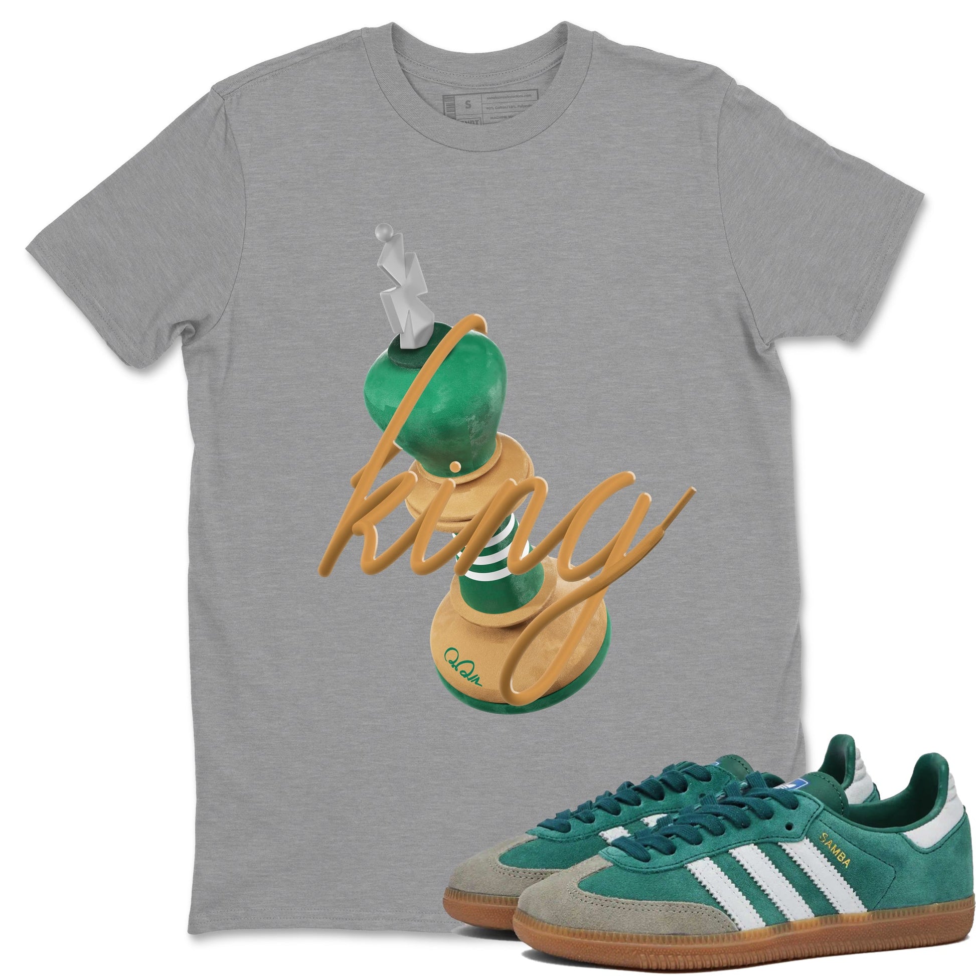 Samba Collegiate Green Gum shirt to match jordans 3D King sneaker tees Adidas Green Gum SNRT Sneaker Release Tees Unisex Heather Grey 1 T-Shirt