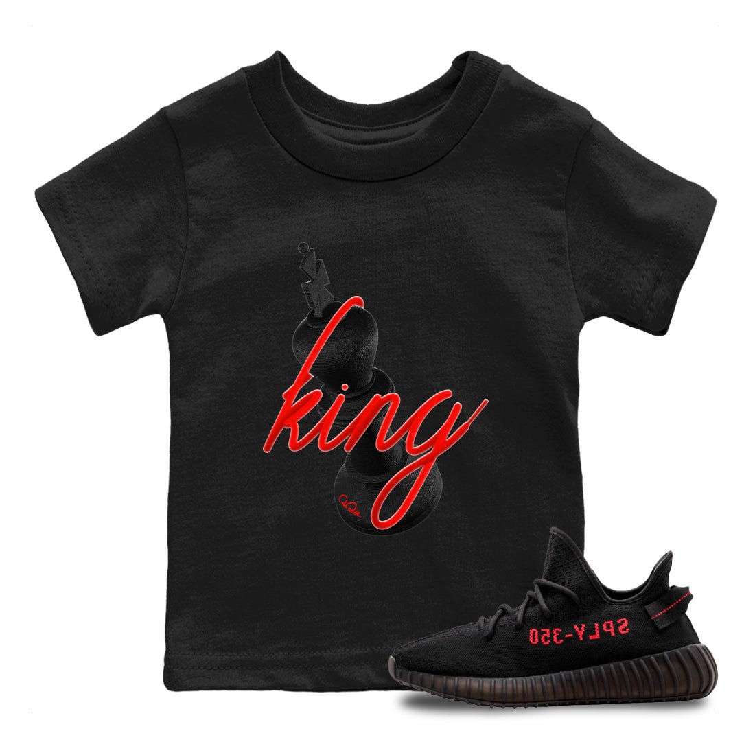 Yeezy 350 Bred shirt to match jordans 3D King sneaker tees Adidas Yeezy Boost V2 350 Bred SNRT Sneaker Release Tees Baby Toddler Black 1 T-Shirt