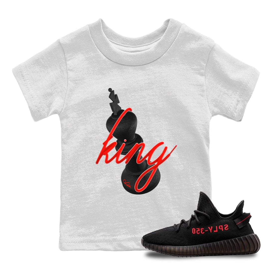Yeezy 350 Bred shirt to match jordans 3D King sneaker tees Adidas Yeezy Boost V2 350 Bred SNRT Sneaker Release Tees Baby Toddler White 1 T-Shirt
