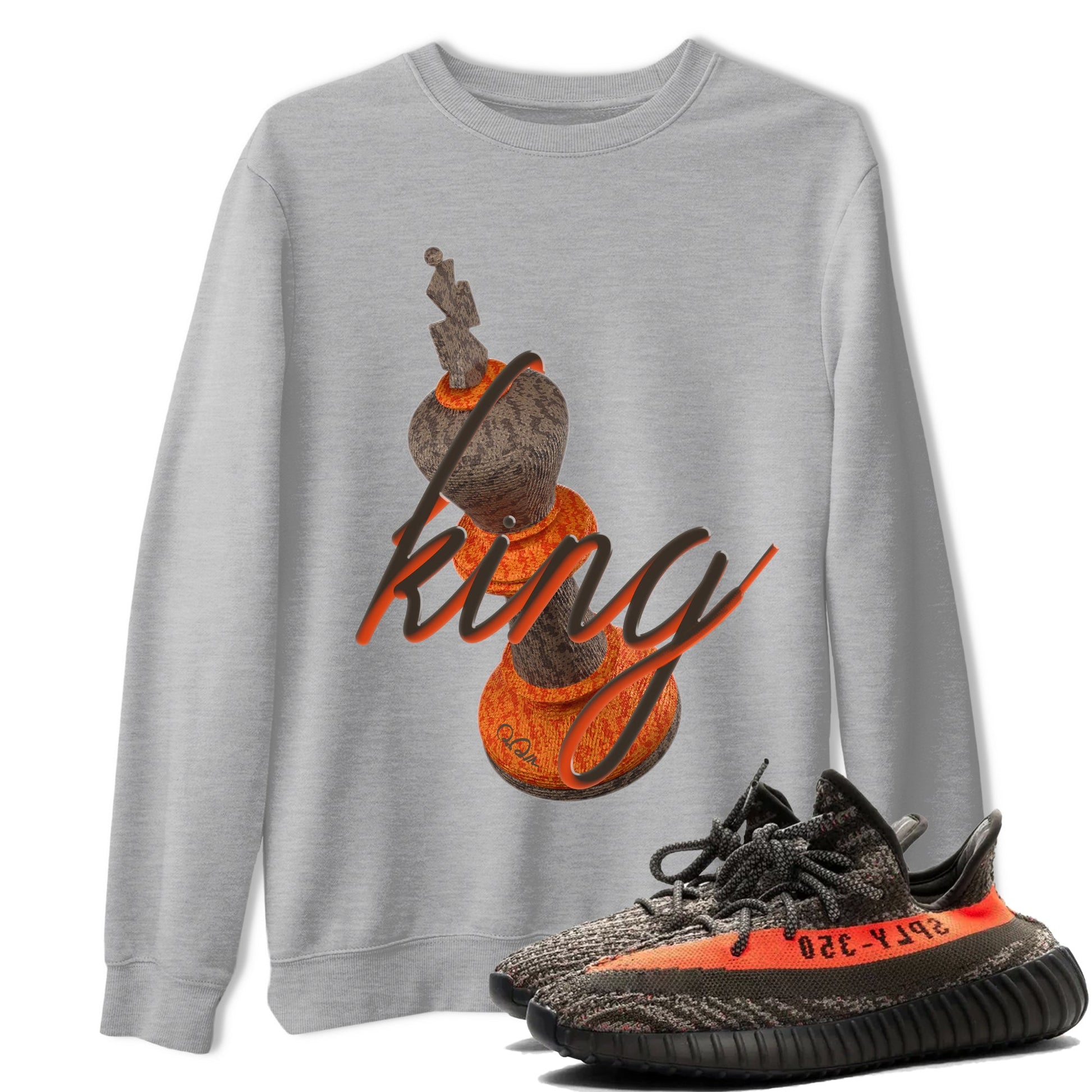 Yeezy 350 Carbon Beluga shirt to match jordans 3D King sneaker tees Adidas Yeezy Boost 350 Carbon Beluga SNRT Sneaker Release Tees Unisex Heather Grey 1 T-Shirt
