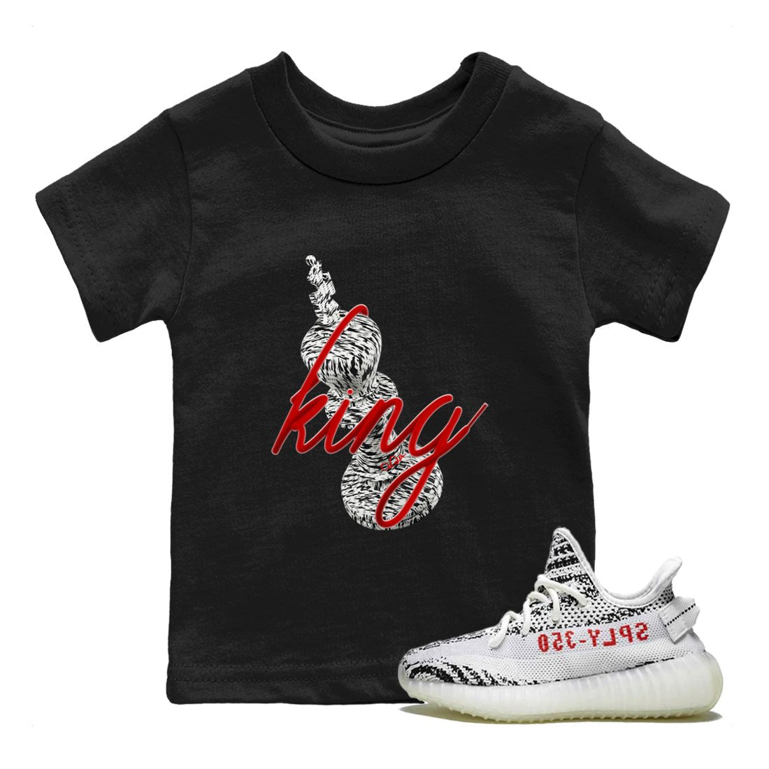 Yeezy 350 Zebra Sneaker Match Tees 3D King Sneaker Tees Yeezy Boost 350 V2 Zebra Sneaker Release Tees Kids Shirts Black 1