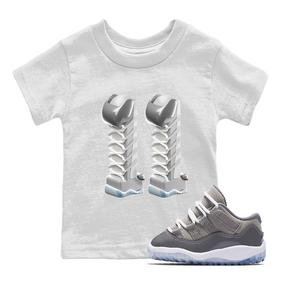 Air Jordan 11 Cool Grey Sneaker Match Tees 3D Number 11 Sneaker Tees Air Jordan 11 Cool Grey Sneaker Release Tees Kids Shirts