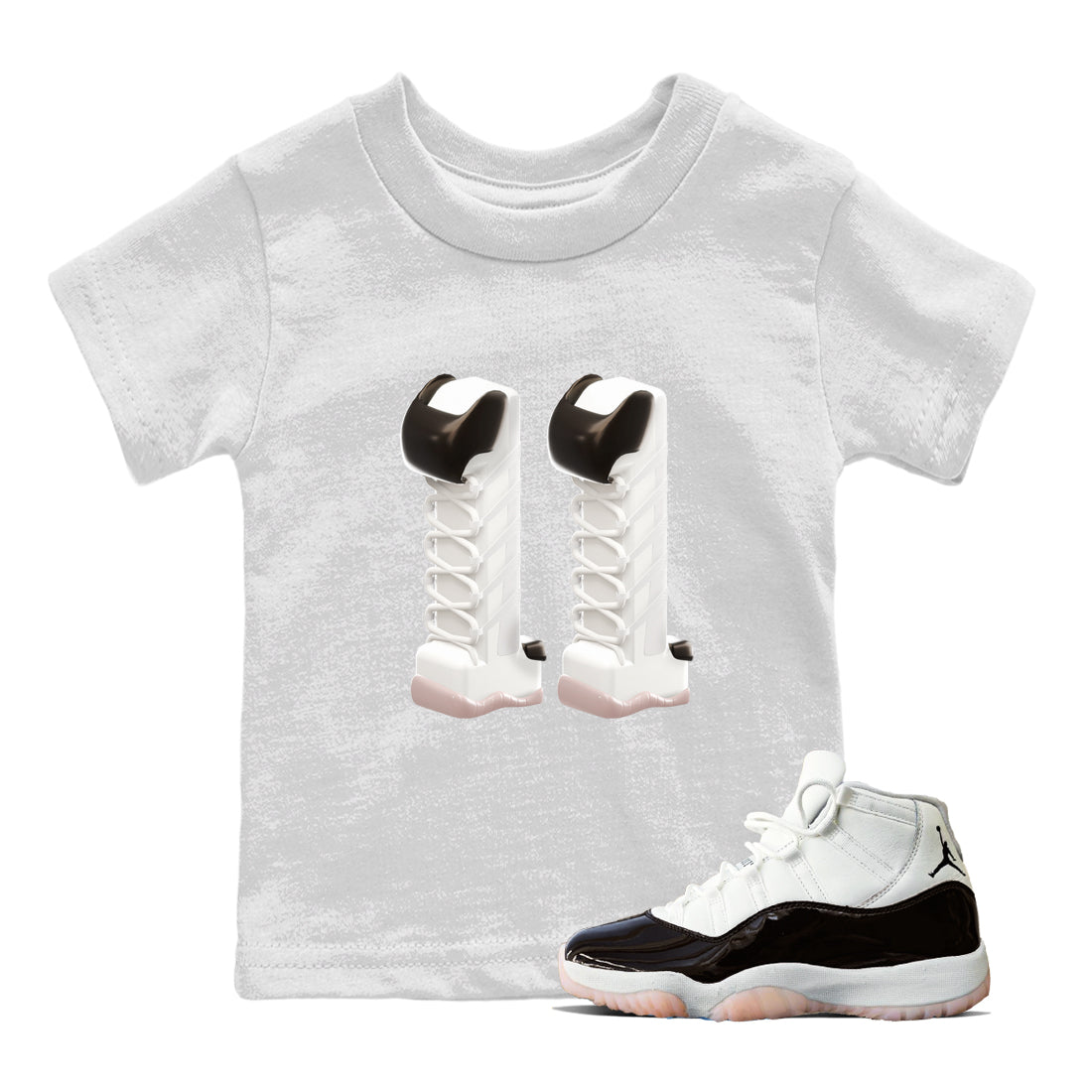 Air Jordan 11 Neapolitan shirt to match jordans 3D Number 11 sneaker tees AJ11 Neapolitan SNRT Sneaker Release Tees Baby Toddler White 1 T-Shirt