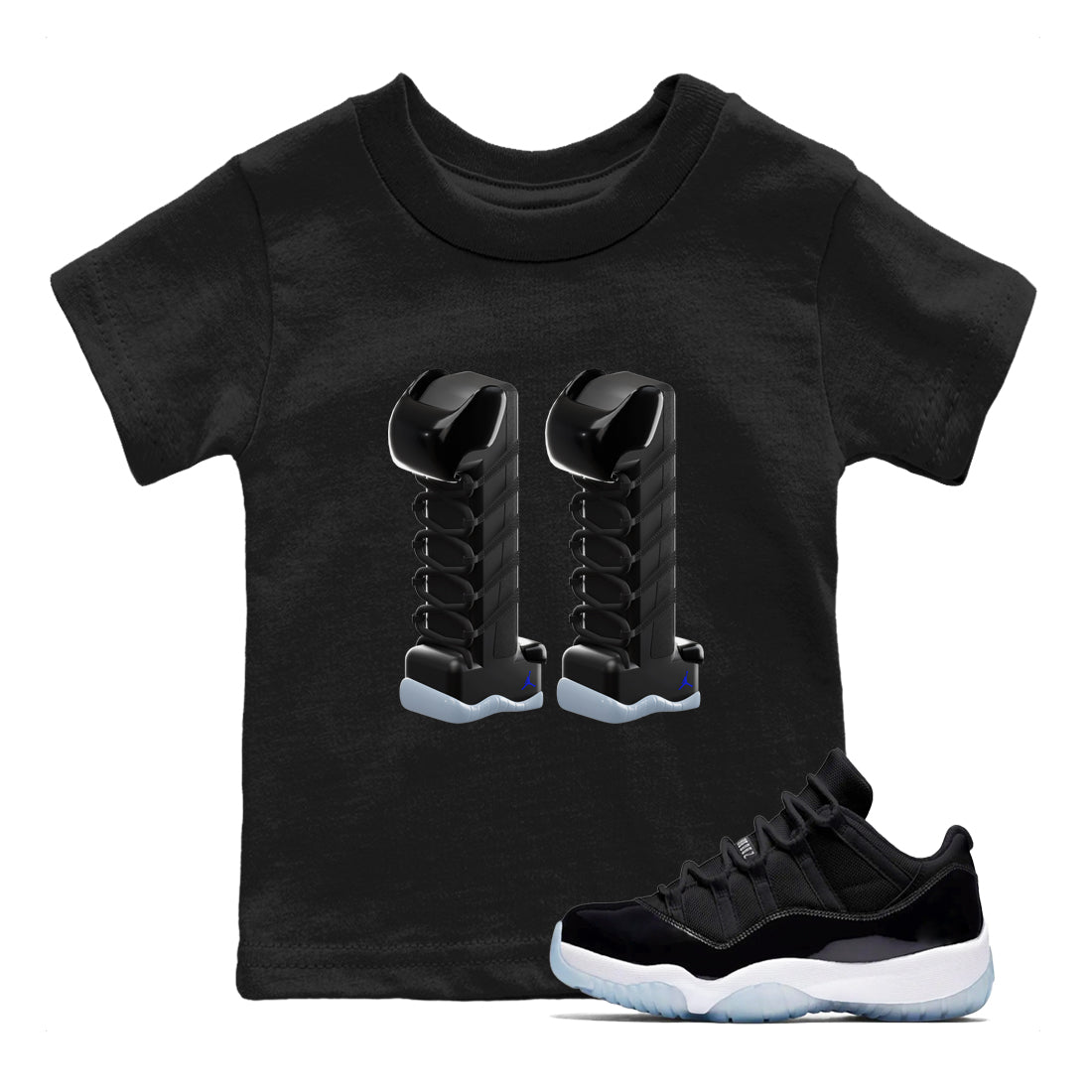11s Black and Varsity Royal shirt to match jordans 3D Number 11 sneaker tees Air Jordan 11 Black/Varsity Royal SNRT Sneaker Release Tees Baby Toddler Black 1 T-Shirt