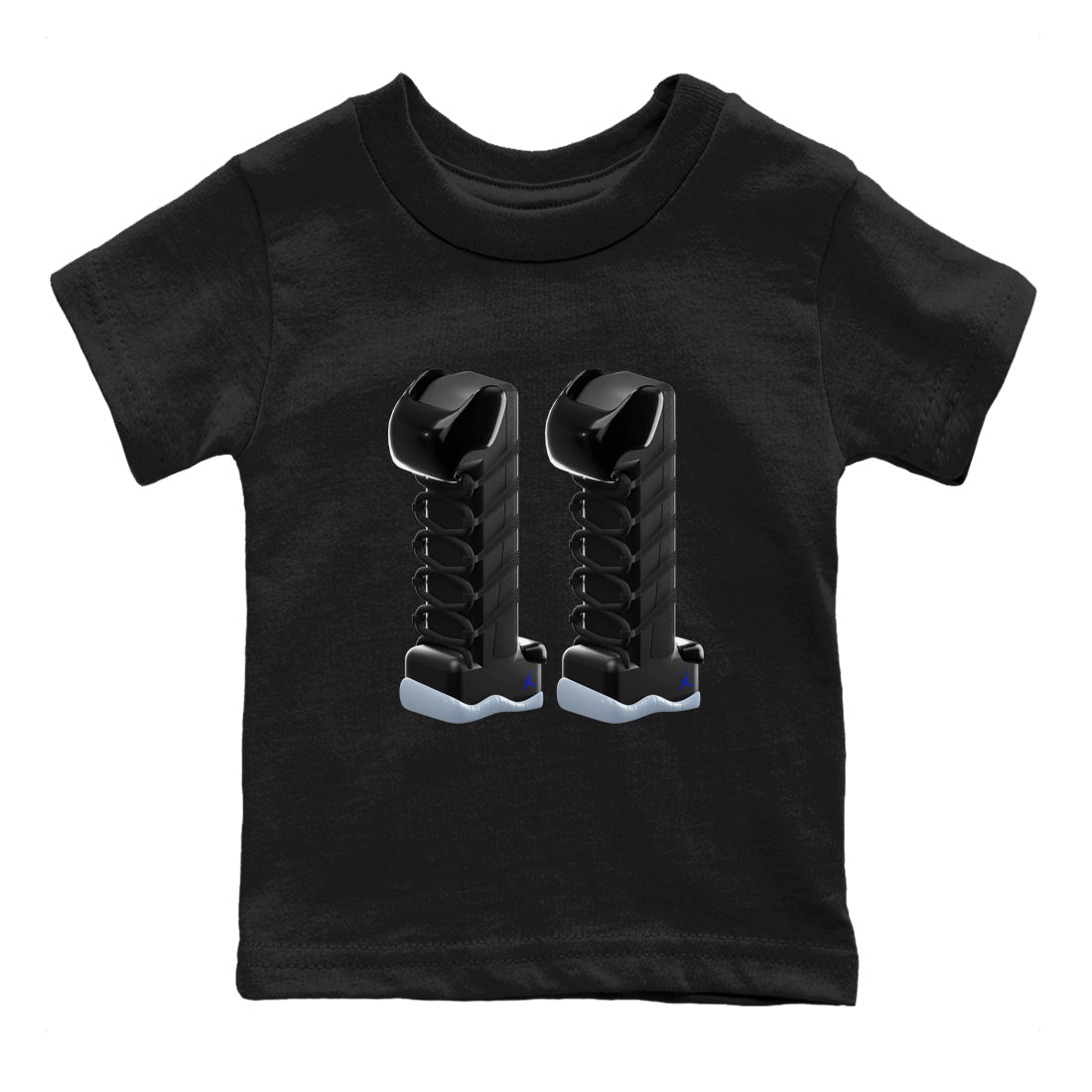 11s Black and Varsity Royal shirt to match jordans 3D Number 11 sneaker tees Air Jordan 11 Black/Varsity Royal SNRT Sneaker Release Tees Baby Toddler Black 2 T-Shirt