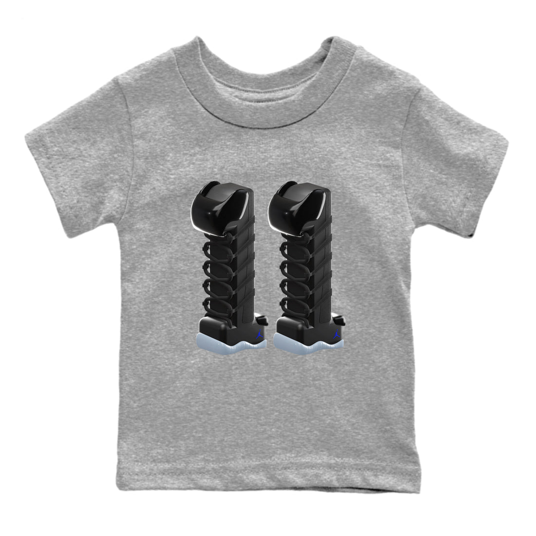 11s Black and Varsity Royal shirt to match jordans 3D Number 11 sneaker tees Air Jordan 11 Black/Varsity Royal SNRT Sneaker Release Tees Baby Toddler Heather Grey 2 T-Shirt
