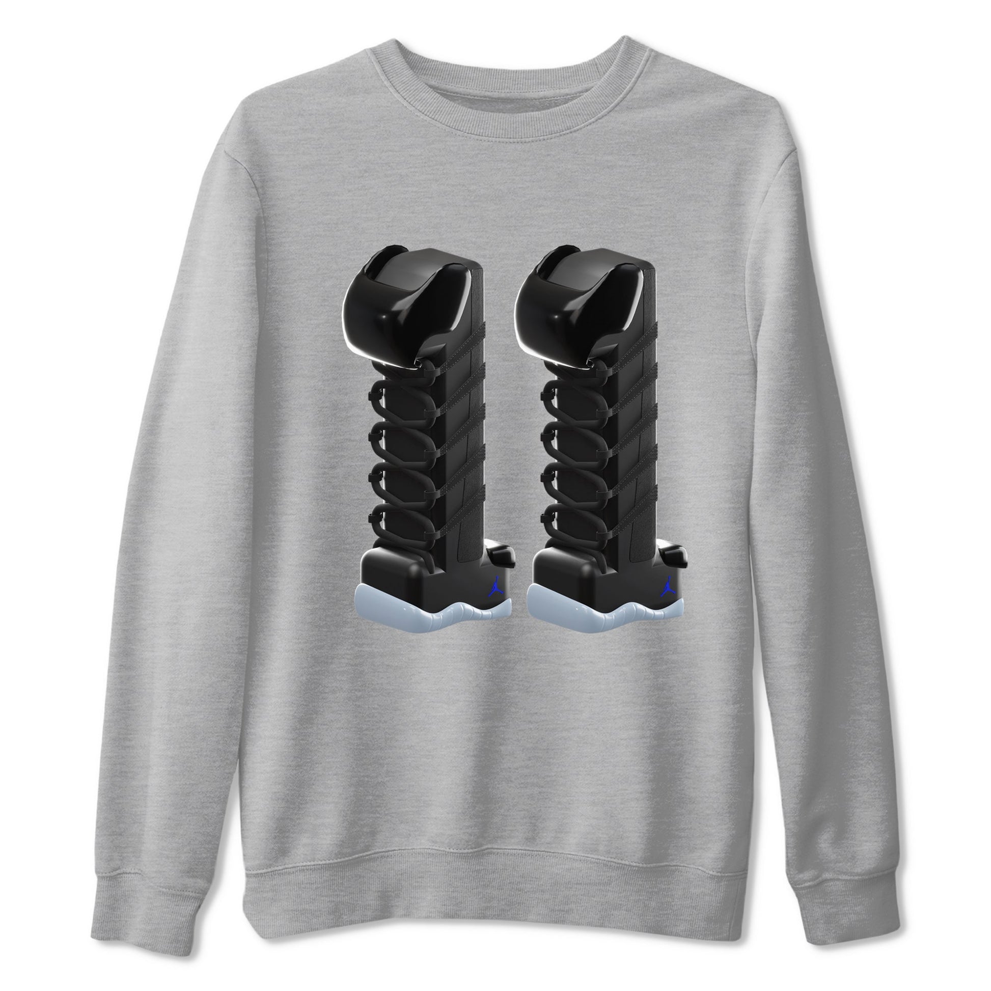 11s Space Jam shirt to match jordans 3D Number 11 sneaker tees Air Jordan 11 Space Jam SNRT Sneaker Release Tees Unisex Heather Grey 2 T-Shirt