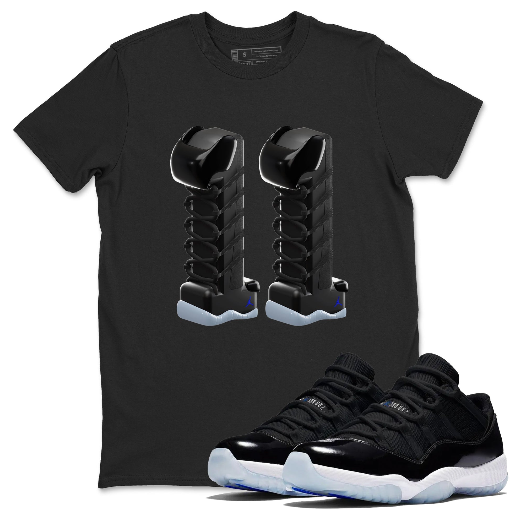 11s Space Jam shirt to match jordans 3D Number 11 sneaker tees Air Jordan 11 Space Jam SNRT Sneaker Release Tees Unisex Black 1 T-Shirt