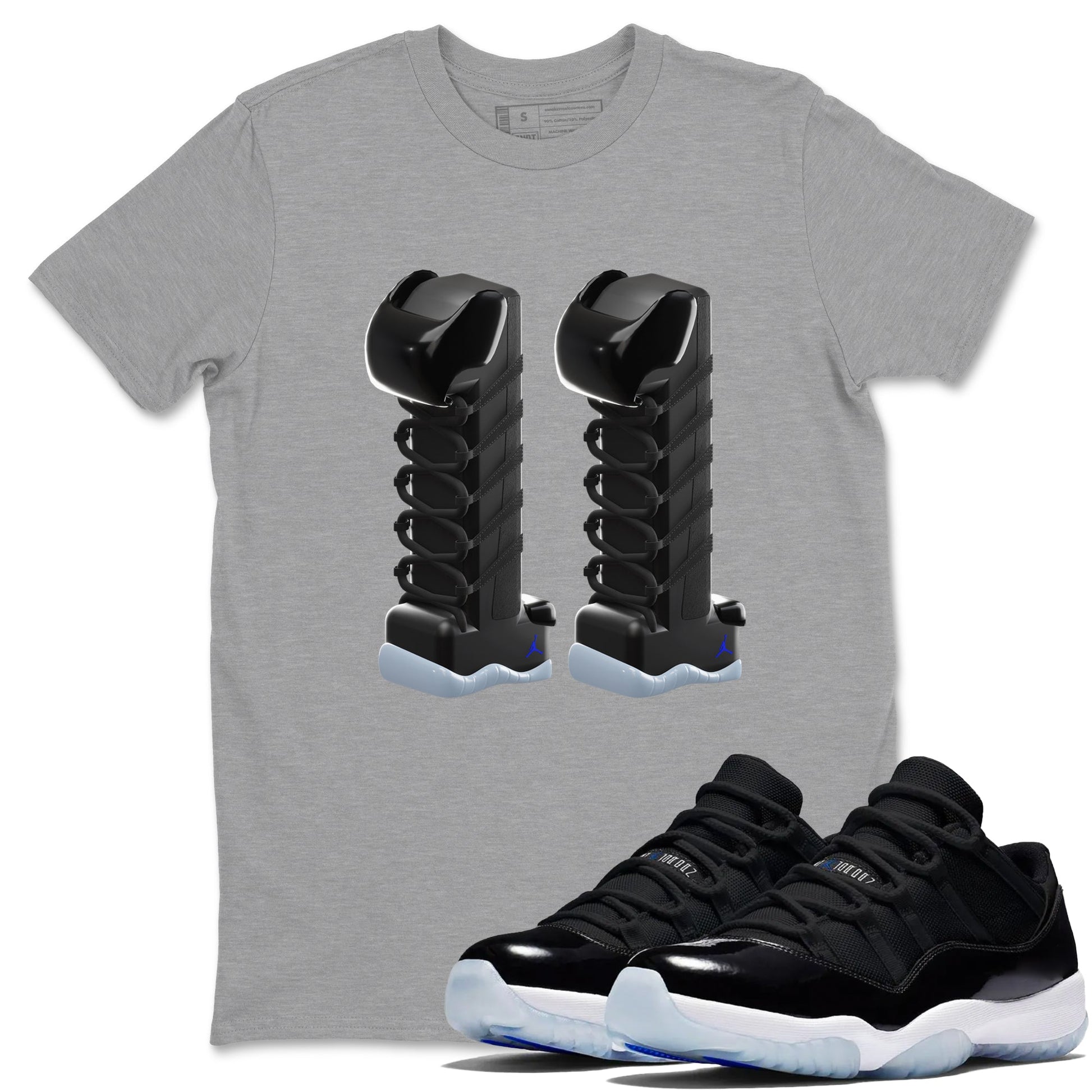 11s Space Jam shirt to match jordans 3D Number 11 sneaker tees Air Jordan 11 Space Jam SNRT Sneaker Release Tees Unisex Heather Grey 1 T-Shirt