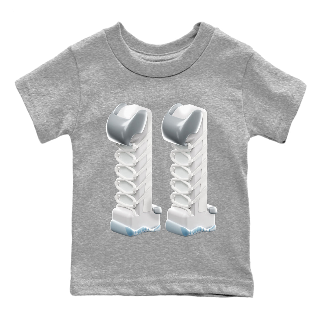 Air Jordan 11 White Cement Sneaker Match Tees 3D Number 11 Sneaker Tees Air Jordan 11 Cement Grey Sneaker Release Tees Kids Shirts Heather Grey 2