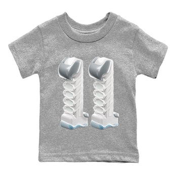 Air Jordan 11 White Cement Sneaker Match Tees 3D Number 11 Sneaker Tees Air Jordan 11 Cement Grey Sneaker Release Tees Kids Shirts Heather Grey 2